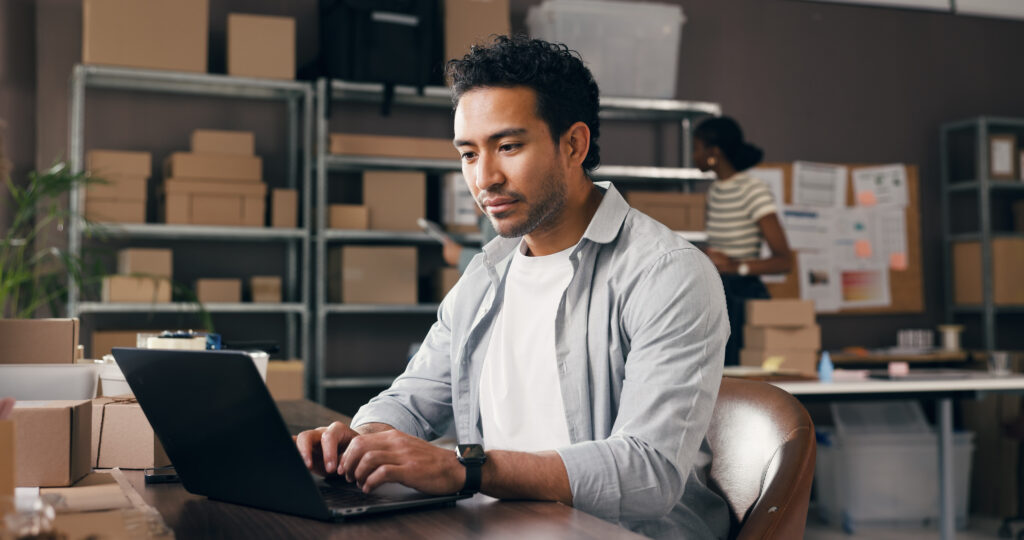 Man at computer viewing his SPF DKIM DMARC set up
